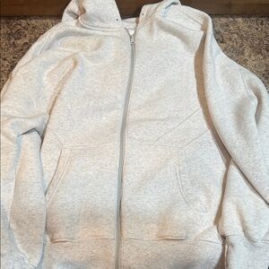 Aerie Light Gray Zip-Up Hoodie